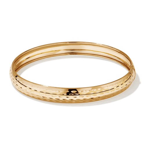 65mm 10mm Width Diamond Cut Bangle in 9kt Yellow Gold Bangles Bevilles 