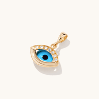 Cubic Zirconia Evil Eye Pendant in 9kt Yellow Gold Pendants Bevilles 