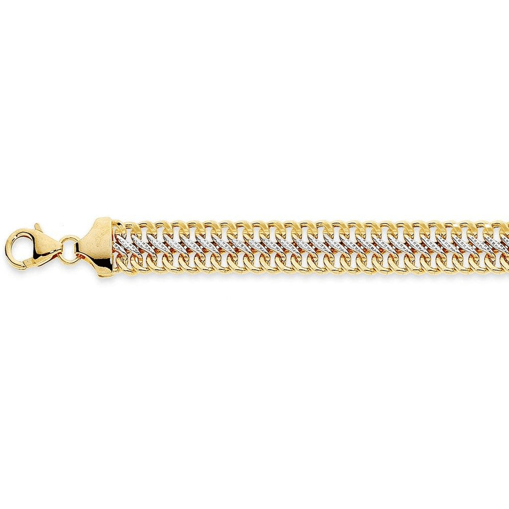 9kt Bonded Gold Silver Filled Two Tone Link Necklace 45cm Pendants Bevilles 