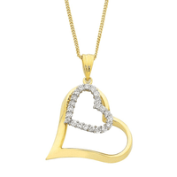 Cubic Zirconia Heart Pendant in 9kt Bonded Gold Silver Filled Pendants Bevilles 