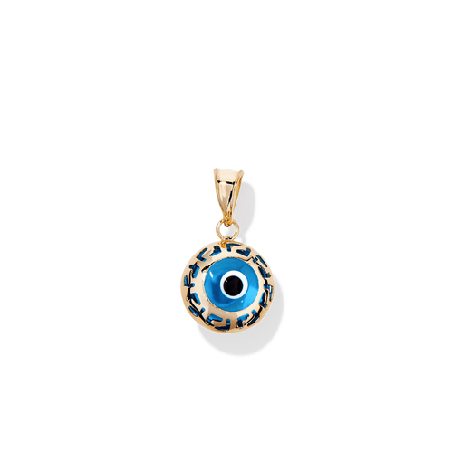 Glass Evil Eye Pendant in 9kt Yellow Gold Pendants Bevilles 