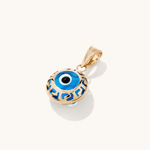 Glass Evil Eye Pendant in 9kt Yellow Gold Pendants Bevilles 