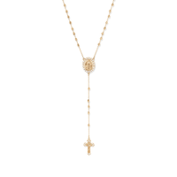 50cm Ornate Cubic Zirconia Rosary Bead Necklace in 9kt Yellow Gold Pendants Bevilles 