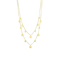 9kt Bonded Gold Silver Filled Disc Charm Double Necklace 45+5cm Pendants Bevilles 