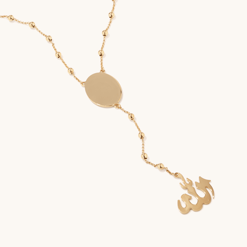 50cm Islamic Rosary Necklace in 9kt Bonded Gold Silver Filled Pendants Bevilles 