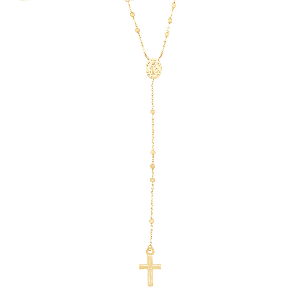 9kt Yellow Gold Rosary Bead Necklace Pendants Bevilles 