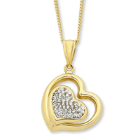 9kt Bonded Gold Silver Filled Crystal Heart Pendant Pendants Bevilles 
