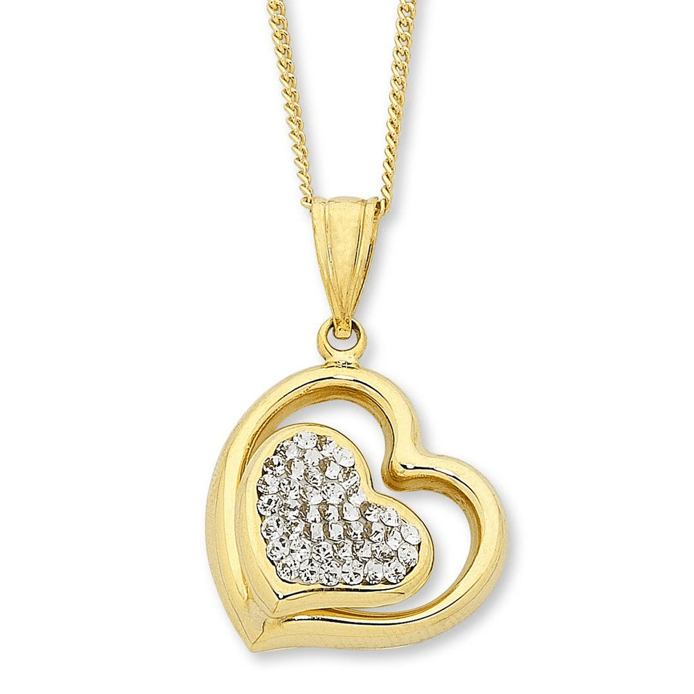 9kt Bonded Gold Silver Filled Crystal Heart Pendant Pendants Bevilles 