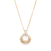 Cubic Zirconia Pave Circle Pendant Necklace in 9kt Yellow Gold Pendants Bevilles 