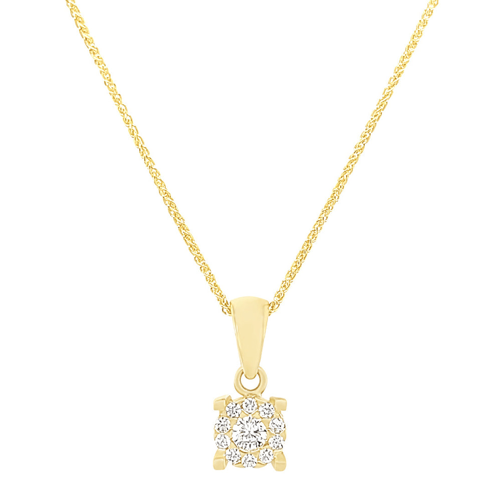 Cubic Zirconia Round Halo Pendant in 9kt Yellow Gold Pendants Bevilles 