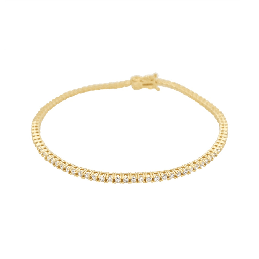 9kt Yellow Gold Tennis Bracelet with Cubic Zirconia Bracelets Bevilles 