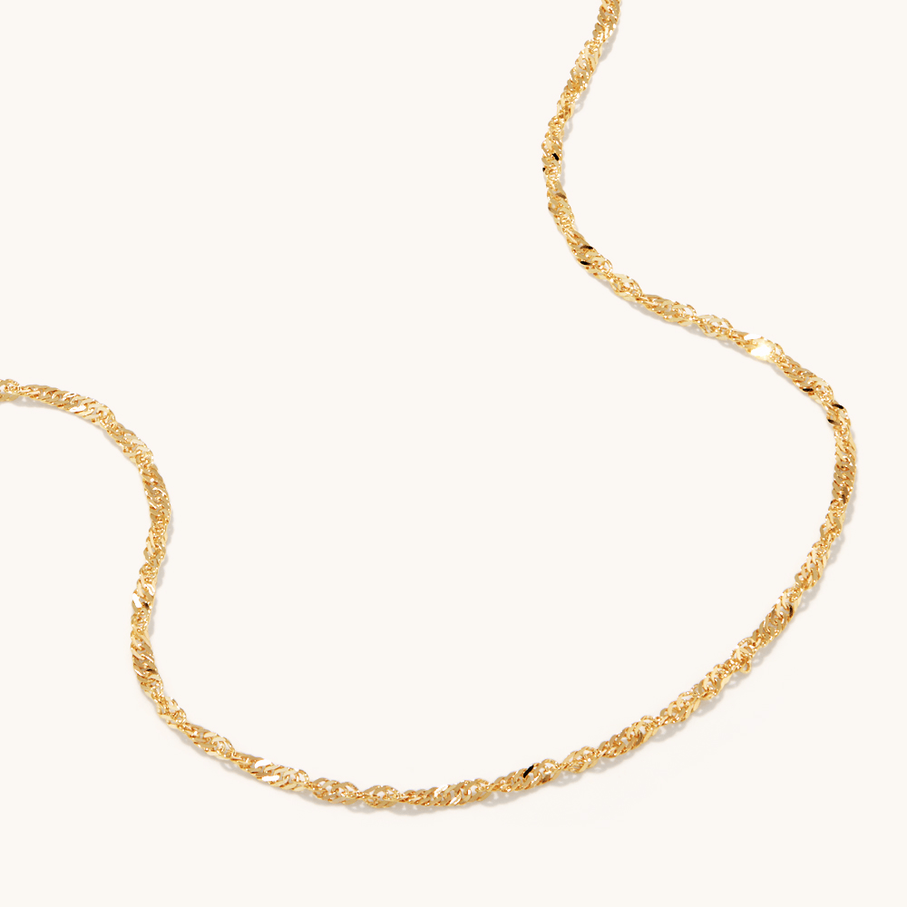 40cm Solid Singapore Chain in 9kt Yellow Gold Necklaces Bevilles 
