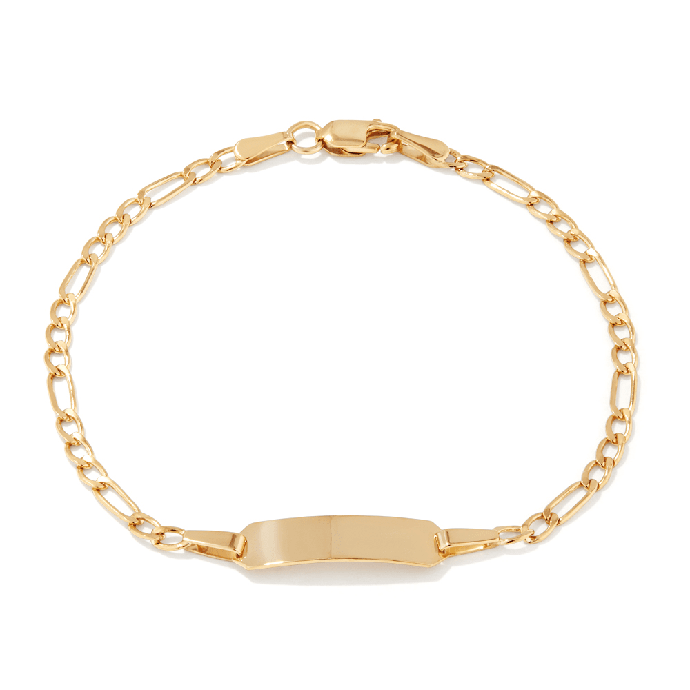 16cm Figaro I.D. Bracelet in 9kt Yellow Bonded Gold Bracelets Bevilles 