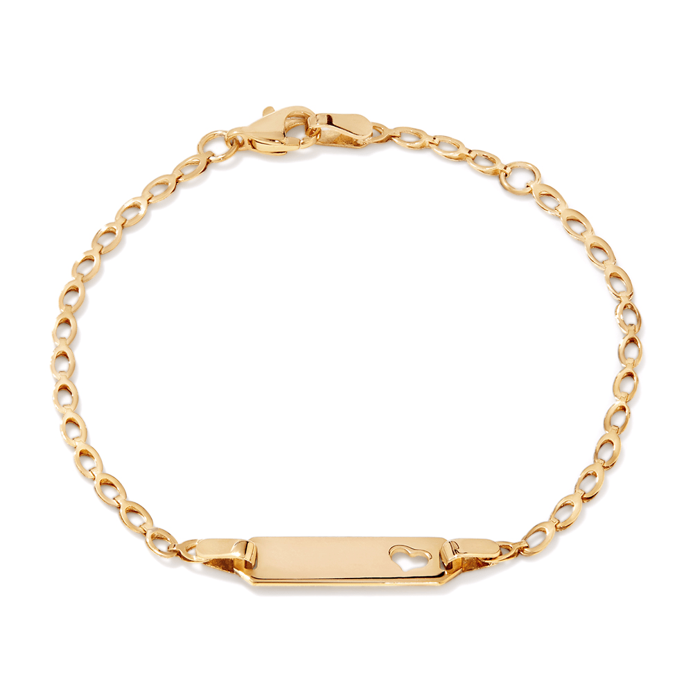16cm Link I.D. with Heart Cut-Out Bracelet in 9kt Bonded Gold Silver Filled Bracelets Bevilles 