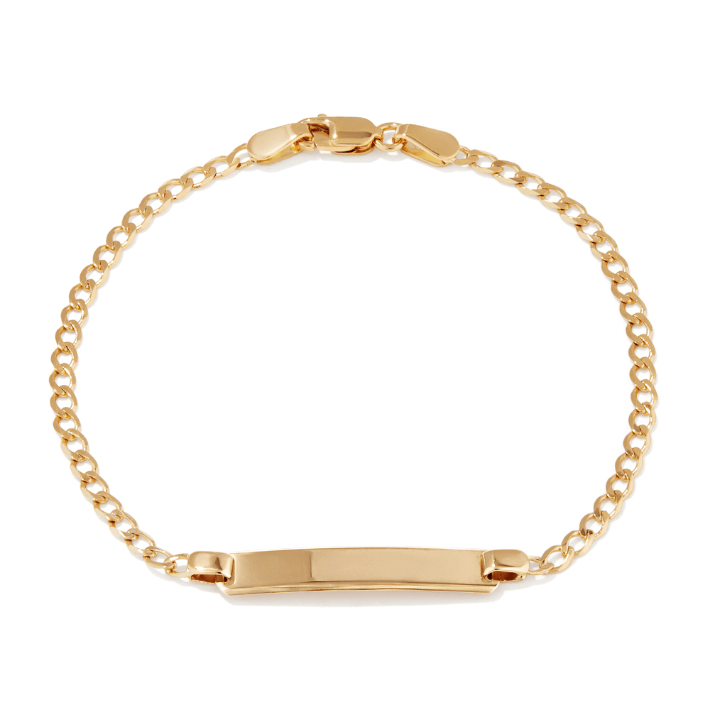 16cm Curb Bevelled I.D. Bracelet in 9kt Yellow Gold Bracelets Bevilles 