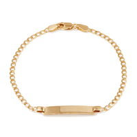 16cm Curb Bevelled I.D. Bracelet in 9kt Yellow Gold Bracelets Bevilles 