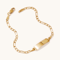 16cm Figaro I.D. Bracelet in 9kt Yellow Gold Bracelets Bevilles 