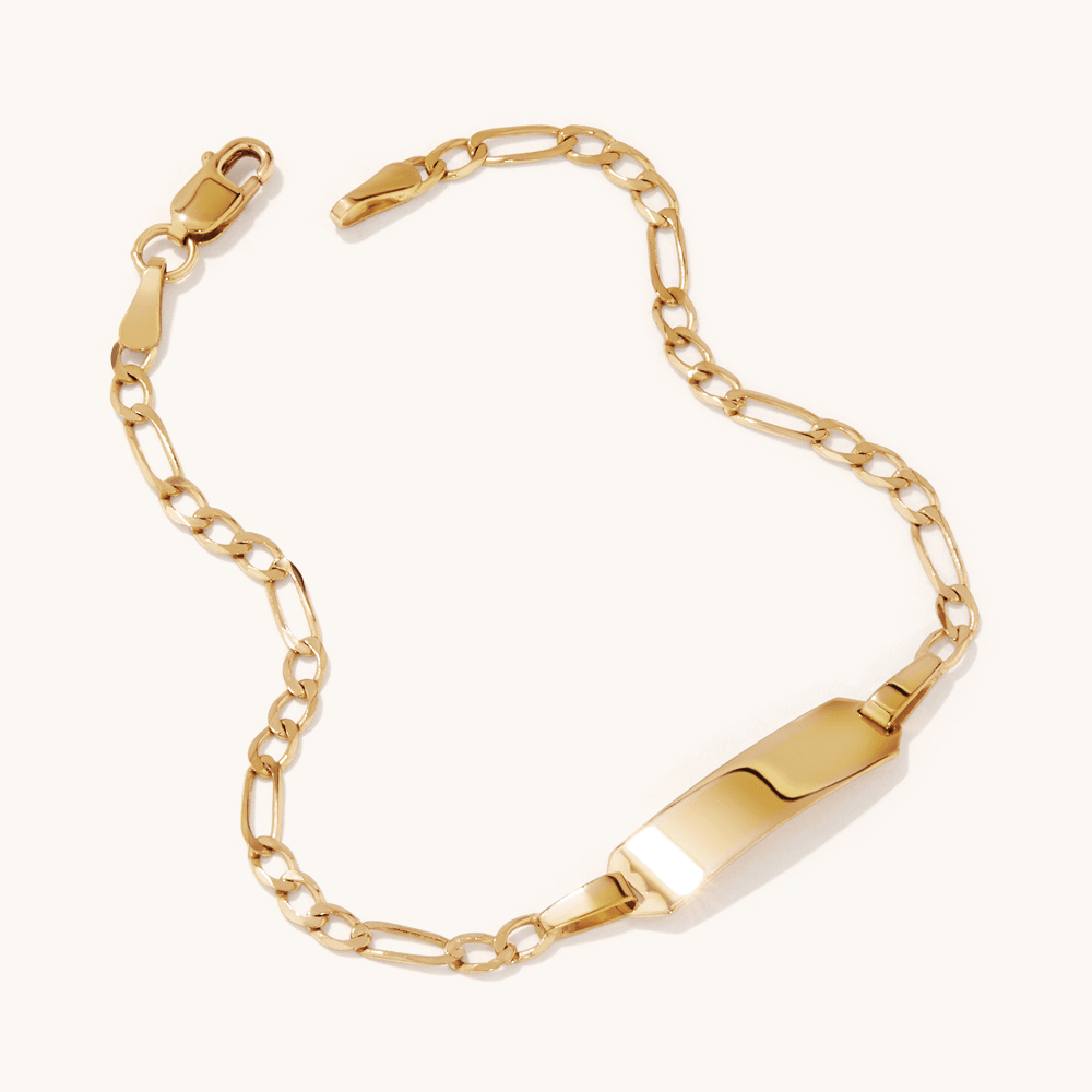 16cm Figaro I.D. Bracelet in 9kt Yellow Gold Bracelets Bevilles 