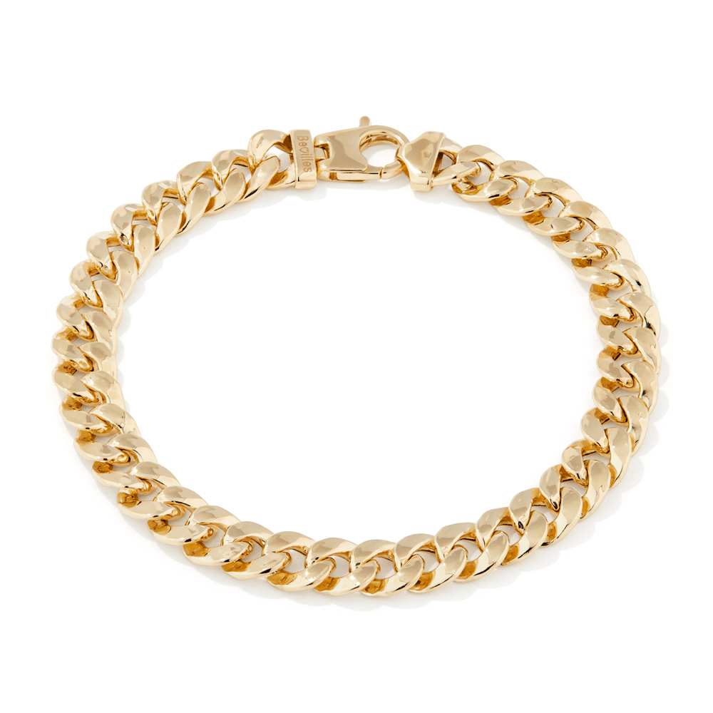 19cm Flat Curb Bracelet in 9kt Yellow Bonded Gold Bracelets Bevilles 