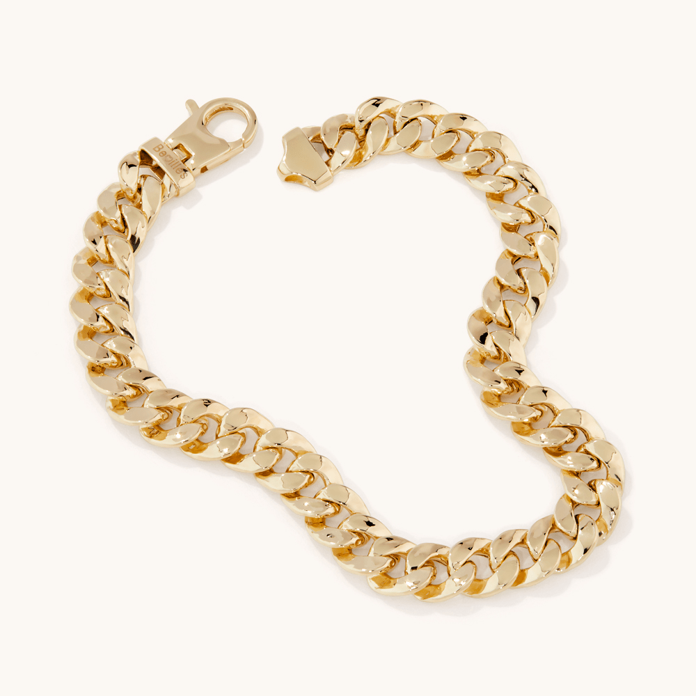 19cm Flat Curb Bracelet in 9kt Yellow Bonded Gold Bracelets Bevilles 