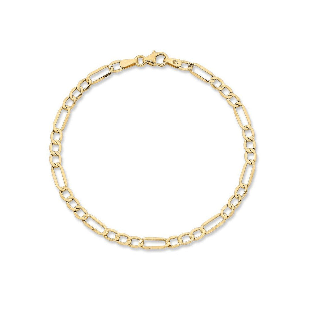 15cm Figaro Bracelet in 9kt Bonded Gold Silver Filled Bracelets Bevilles 