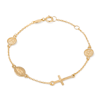 15cm Religious Charm Bracelet in 9kt Yellow Gold Bracelets Bevilles 