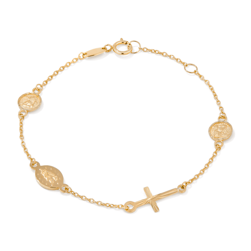 15cm Religious Charm Bracelet in 9kt Yellow Gold Bracelets Bevilles 