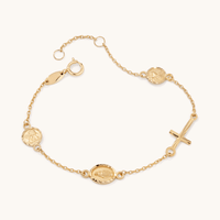 15cm Religious Charm Bracelet in 9kt Yellow Gold Bracelets Bevilles 