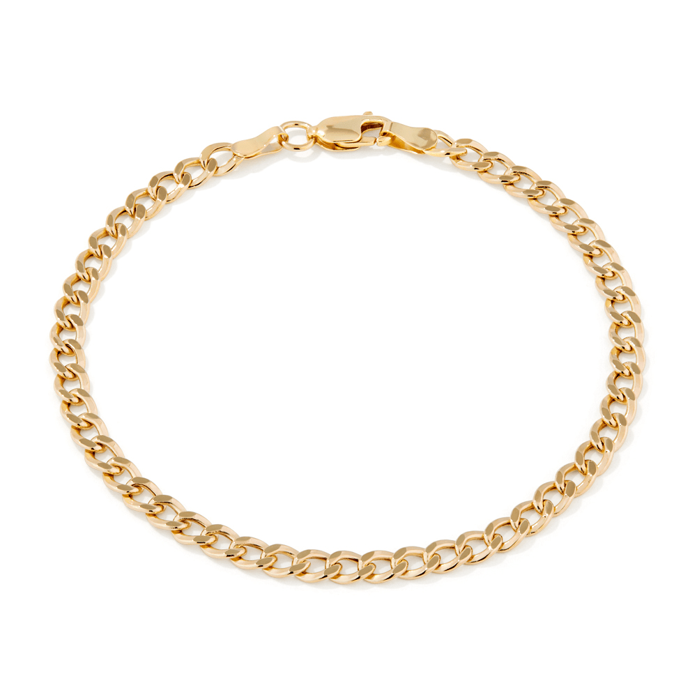 19cm Bevelled Curb Bracelet in 9kt Yellow Gold Bracelets Bevilles 