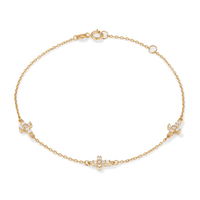 19cm Cubic Zirconia Station Cross Bracelet in 9kt Yellow Gold Bracelets Bevilles 