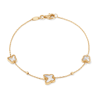 19cm Mother Of Pearl Butterfly Bracelet in 9kt Yellow Gold Bracelets Bevilles 