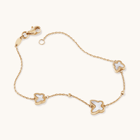 19cm Mother Of Pearl Butterfly Bracelet in 9kt Yellow Gold Bracelets Bevilles 