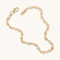 19cm Fancy Singapore Bracelet in 9kt Yellow and White Gold Bracelets Bevilles 