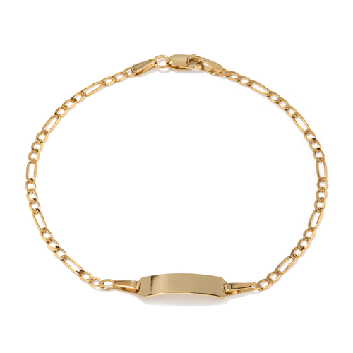 19cm Figaro I.D. Bracelet in 9kt Yellow Gold Bracelets Bevilles 