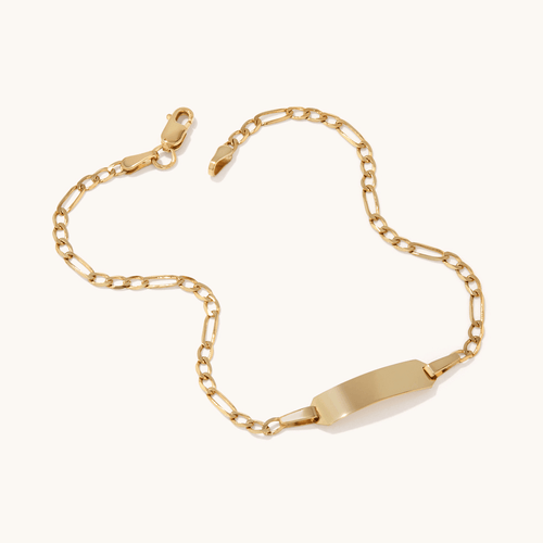 19cm Figaro I.D. Bracelet in 9kt Yellow Gold Bracelets Bevilles 