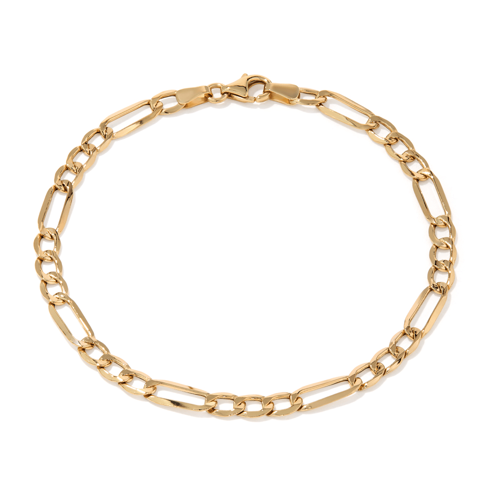 19cm Figaro Bracelet in 9kt Yellow Gold Bracelets Bevilles 