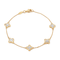19cm Mother of Pearl Station Bracelet in 9kt Yellow Gold Bracelets Bevilles 