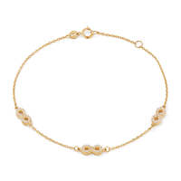 19cm Cubic Zirconia Infinity Station Bracelet in 9kt Yellow Gold Bracelets Bevilles 
