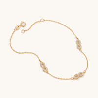 19cm Cubic Zirconia Infinity Station Bracelet in 9kt Yellow Gold Bracelets Bevilles 