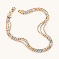 19cm Three Tone Fancy Rope Bracelet in 10kt Yellow Gold Bracelets Bevilles 