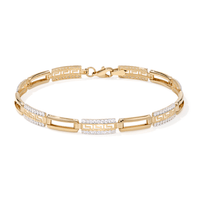 19cm Cubic Zirconia Alternating Link Bracelet in 9kt Yellow Gold Bracelets Bevilles 