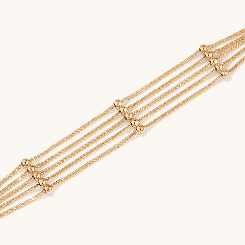 19cm Five-Strand Ball-Linked Cable Bracelet in 9kt Yellow Gold Bracelets Bevilles 