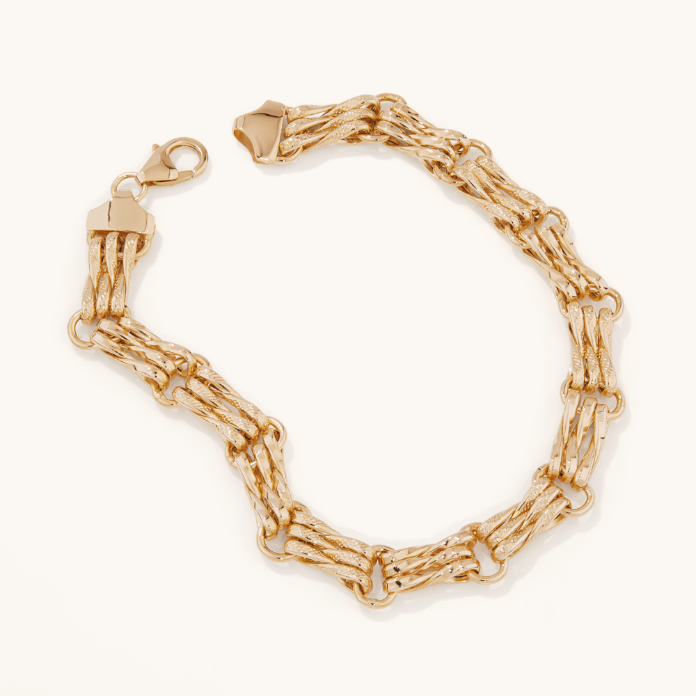 19cm Infinity Gate Link Bracelet in 9kt Yellow Gold Bracelets Bevilles 