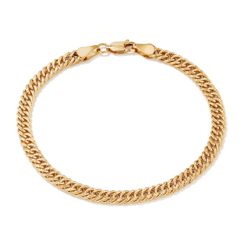 19cm Diamond Cut Curb Bracelet in 9kt Yellow Gold Bracelets Bevilles 