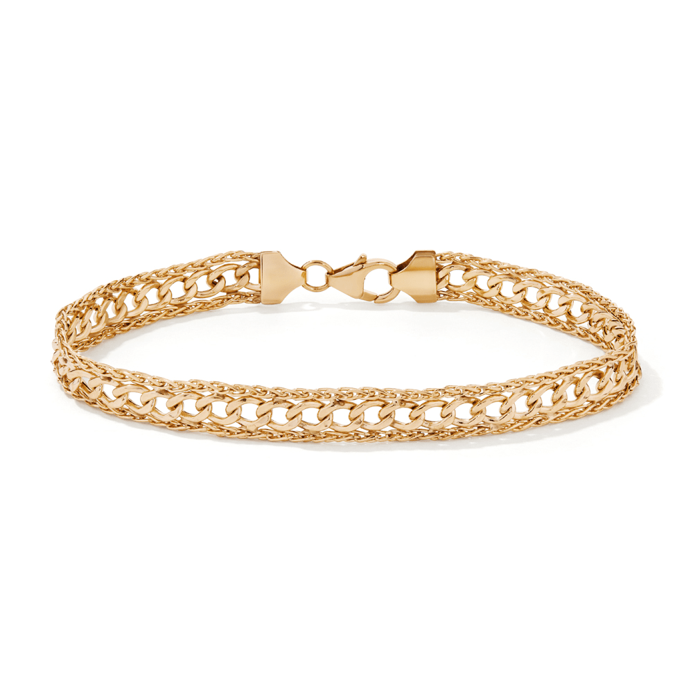 19cm Fancy Curb Bracelet in 9kt Yellow Gold Bracelets Bevilles 
