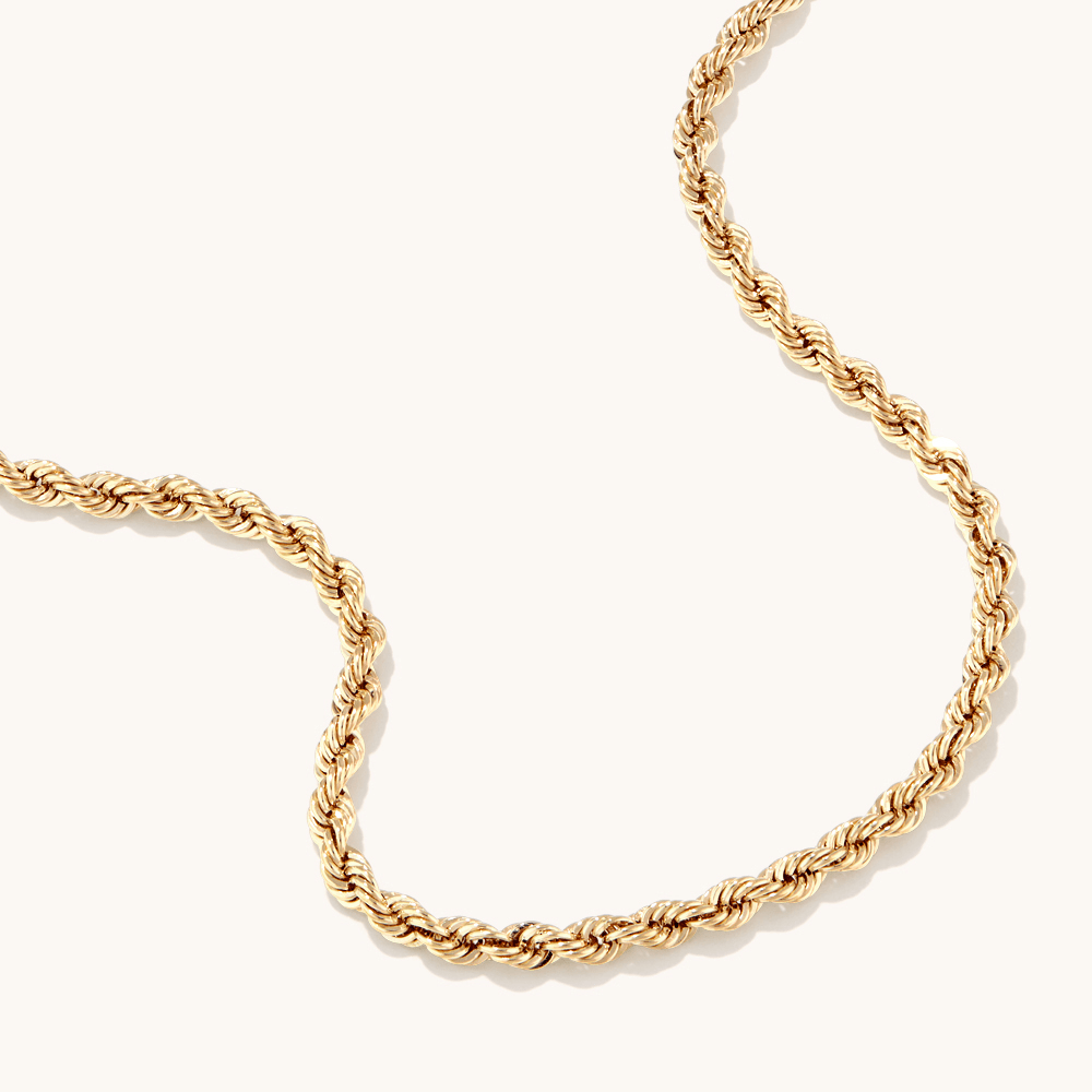 55cm Rope Chain in 9kt Bonded Gold Silver Filled Necklaces Bevilles 