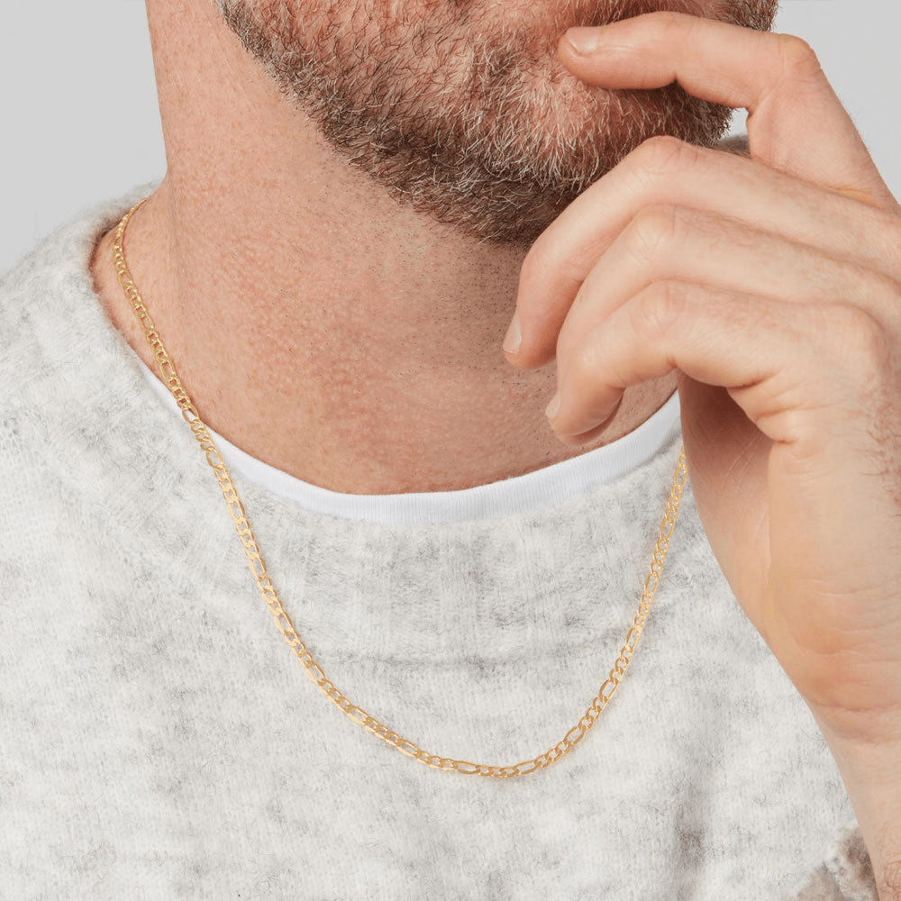 60cm Diamond Cut Figaro Chain in 9kt Yellow Gold Necklaces Bevilles 