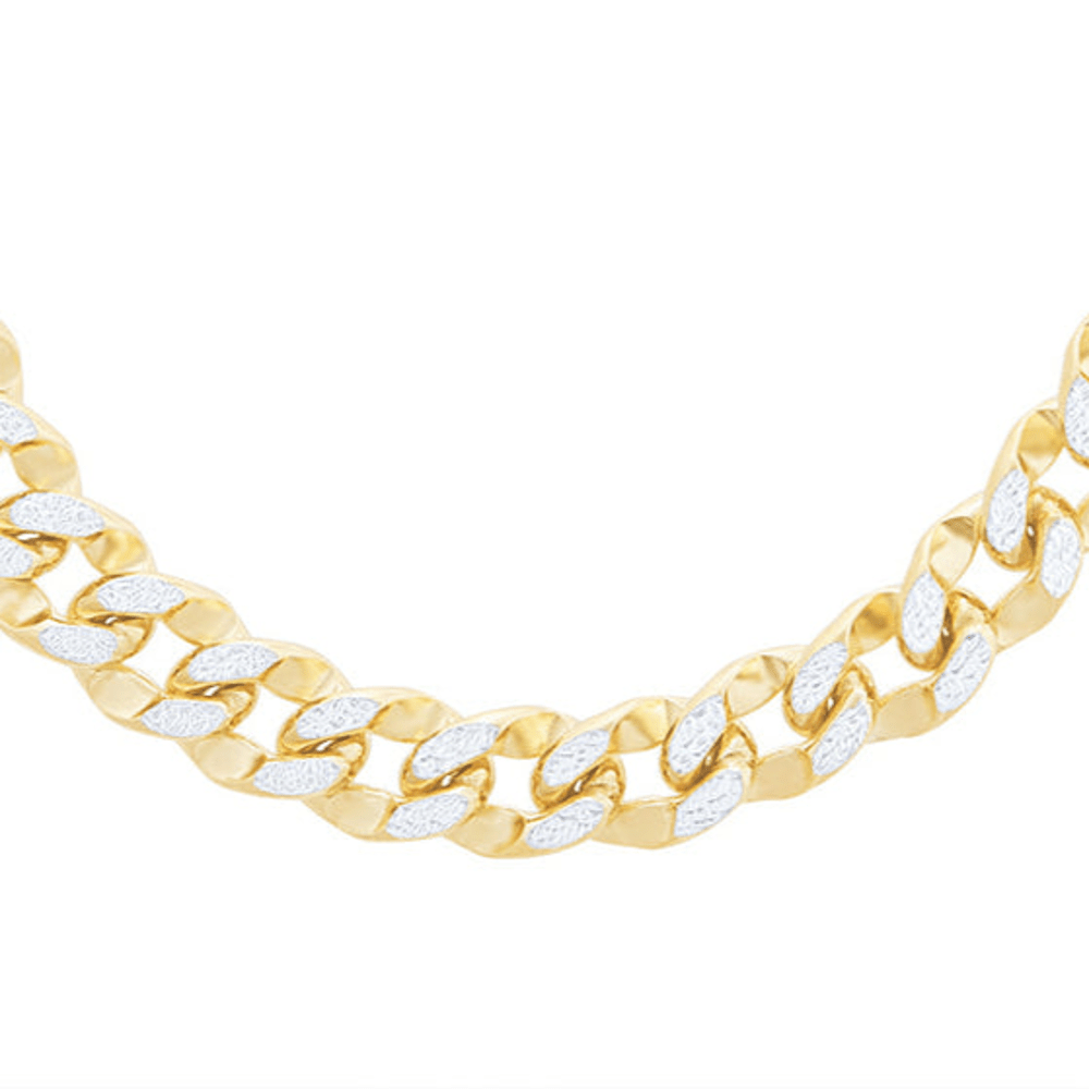 55cm Diamond Cut Curb 9mm Chain in 9kt Bonded and Gold Necklaces Bevilles 