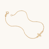 19cm Cubic Zirconia Cross Bracelet in 9kt Yellow Gold Bracelets Bevilles 