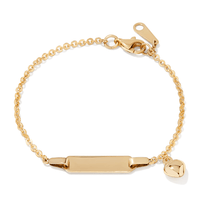 14.5cm Heart Charm Cable I.D. Bracelet in 9kt Bonded Gold Silver Filled Bracelets Bevilles 